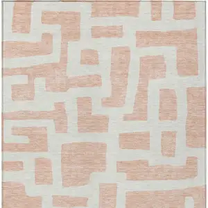 Photo of Peach And Gray Abstract Washable Indoor Outdoor Area Rug