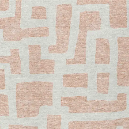 Peach And Gray Abstract Washable Indoor Outdoor Area Rug Photo 6