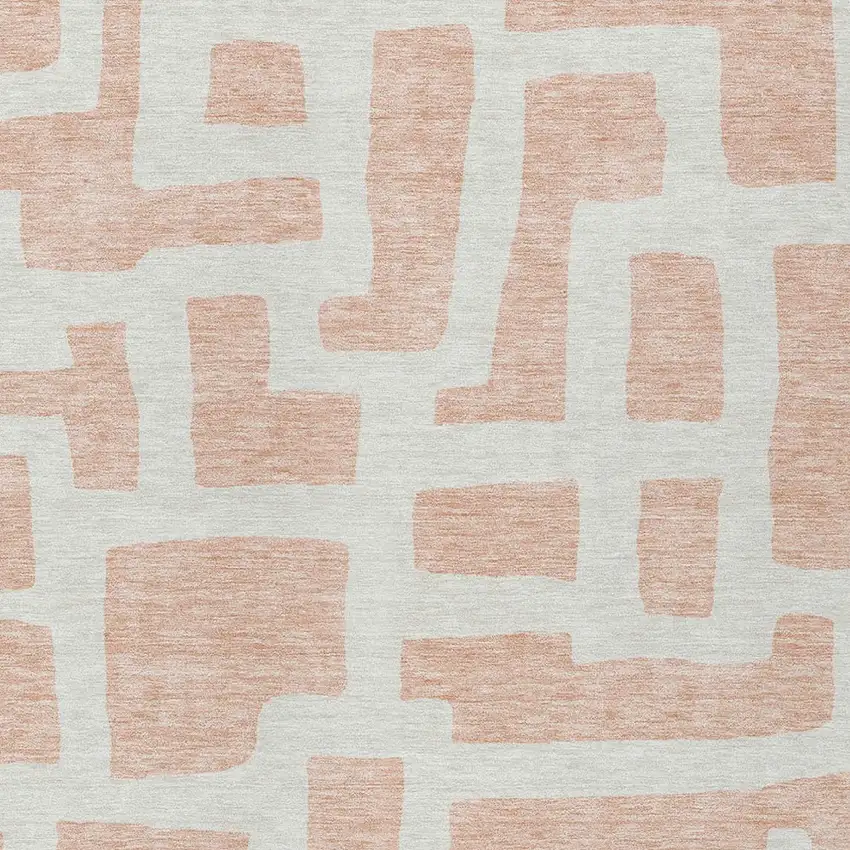 Peach And Gray Abstract Washable Indoor Outdoor Area Rug Photo 6