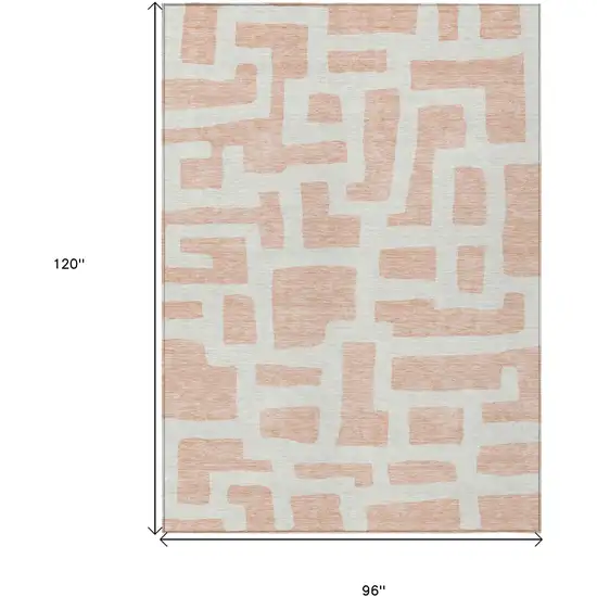 Peach And Gray Abstract Washable Indoor Outdoor Area Rug Photo 3