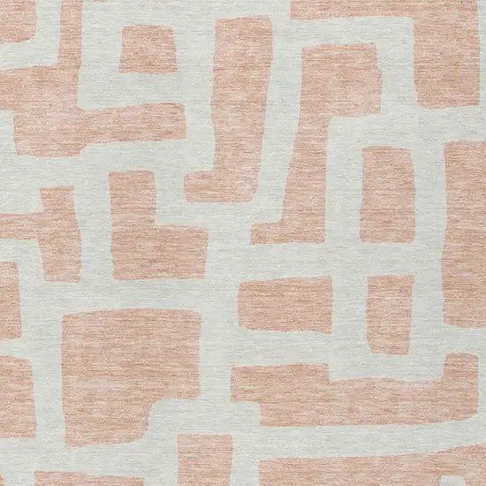 Peach And Gray Abstract Washable Indoor Outdoor Area Rug Photo 6