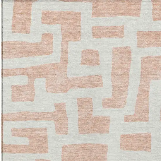 Peach And Gray Abstract Washable Indoor Outdoor Area Rug Photo 6