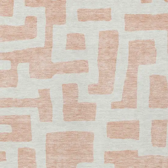 Peach And Gray Abstract Washable Indoor Outdoor Area Rug Photo 6
