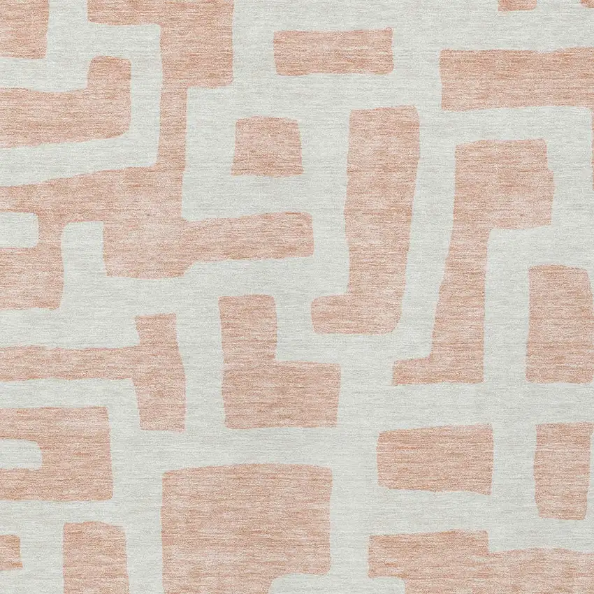 Peach And Gray Abstract Washable Indoor Outdoor Area Rug Photo 6