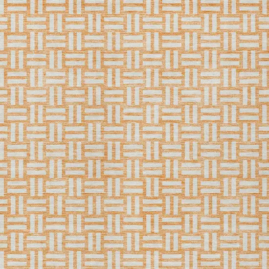 Peach And Gray Geometric Washable Indoor Outdoor Area Rug Photo 6