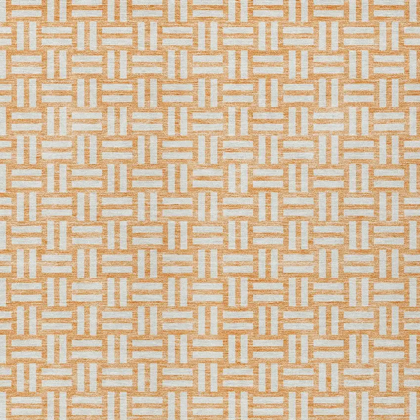 Peach And Gray Geometric Washable Indoor Outdoor Area Rug Photo 6