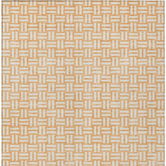 Peach And Gray Geometric Washable Indoor Outdoor Area Rug Photo 7