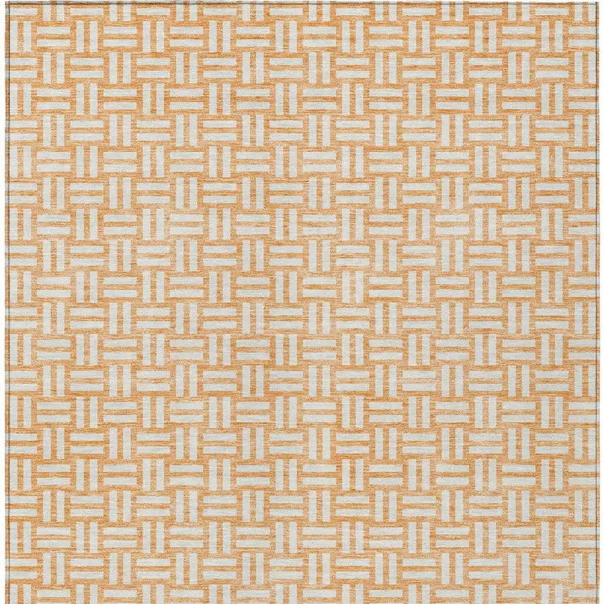 Peach And Gray Geometric Washable Indoor Outdoor Area Rug Photo 7