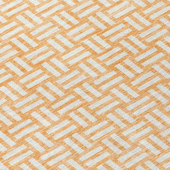 Peach And Gray Geometric Washable Indoor Outdoor Area Rug Photo 5