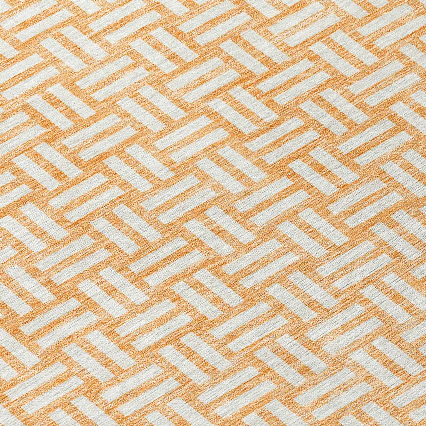 Peach And Gray Geometric Washable Indoor Outdoor Area Rug Photo 5