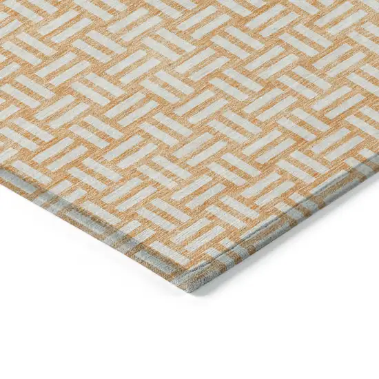 Peach And Gray Geometric Washable Indoor Outdoor Area Rug Photo 4