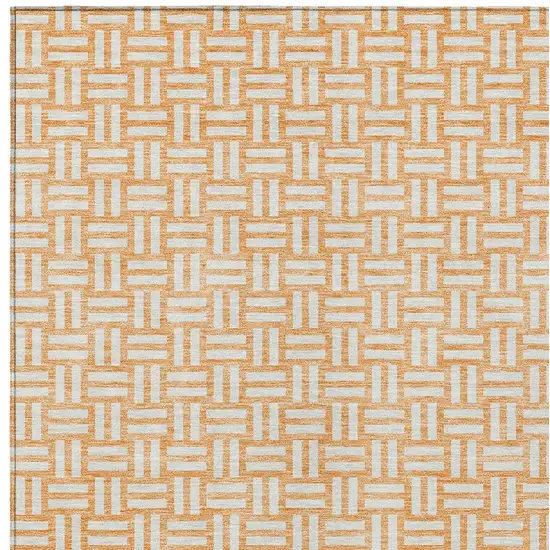 Peach And Gray Geometric Washable Indoor Outdoor Area Rug Photo 6