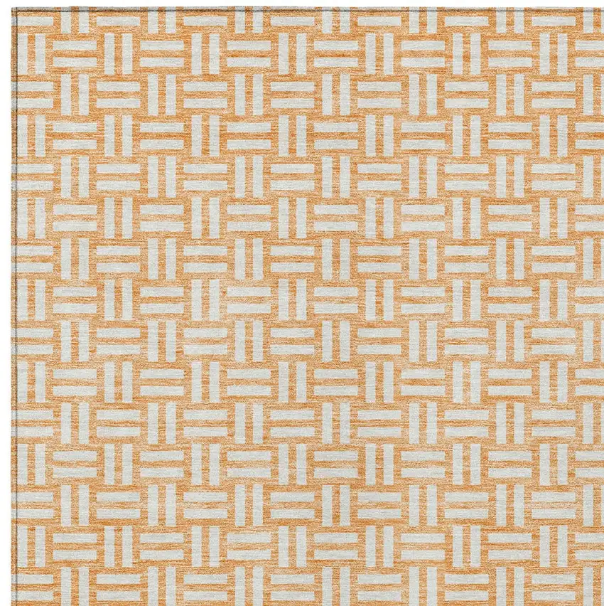 Peach And Gray Geometric Washable Indoor Outdoor Area Rug Photo 6