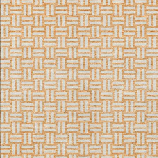 Peach And Gray Geometric Washable Indoor Outdoor Area Rug Photo 4
