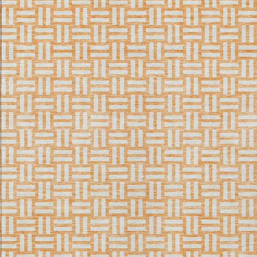 Peach And Gray Geometric Washable Indoor Outdoor Area Rug Photo 4