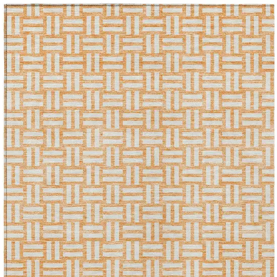 Peach And Gray Geometric Washable Indoor Outdoor Area Rug Photo 4