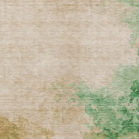 Peach And Green Abstract Washable Indoor Outdoor Area Rug Photo 5