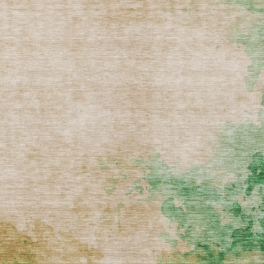 Peach And Green Abstract Washable Indoor Outdoor Area Rug Photo 5
