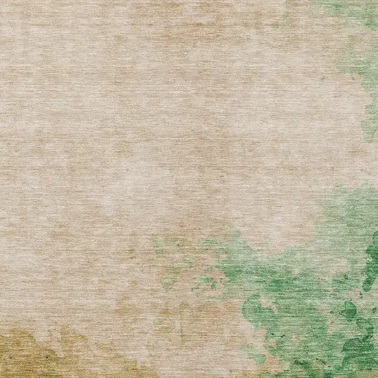 Peach And Green Abstract Washable Indoor Outdoor Area Rug Photo 5