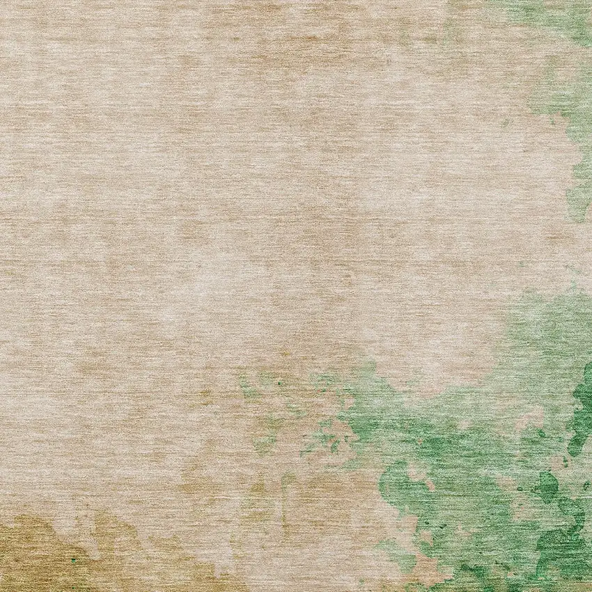 Peach And Green Abstract Washable Indoor Outdoor Area Rug Photo 5