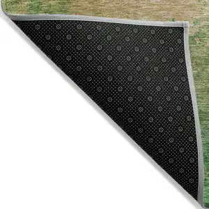 Photo of Peach And Green Abstract Washable Indoor Outdoor Area Rug