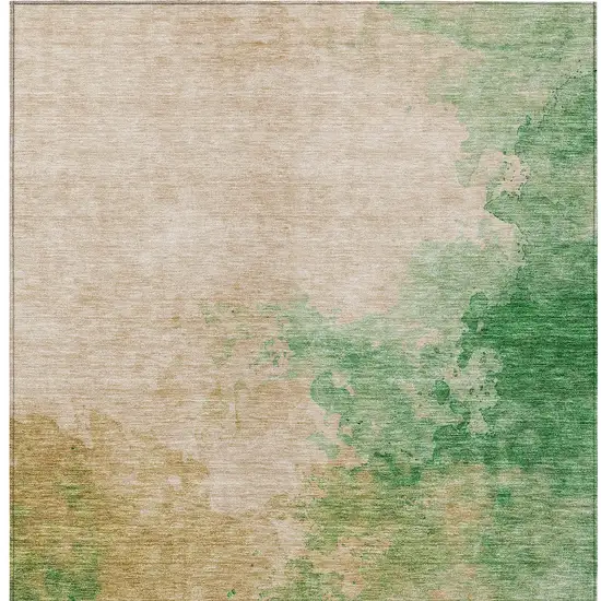 Peach And Green Abstract Washable Indoor Outdoor Area Rug Photo 6