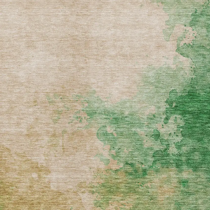 Peach And Green Abstract Washable Indoor Outdoor Area Rug Photo 5