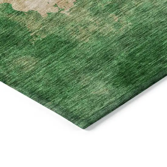 Peach And Green Abstract Washable Indoor Outdoor Area Rug Photo 4