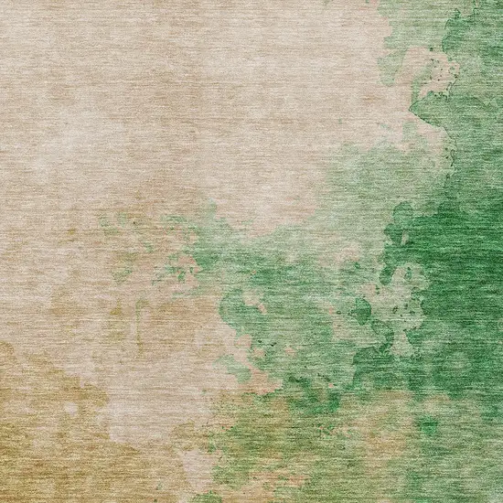 Peach And Green Abstract Washable Indoor Outdoor Area Rug Photo 5