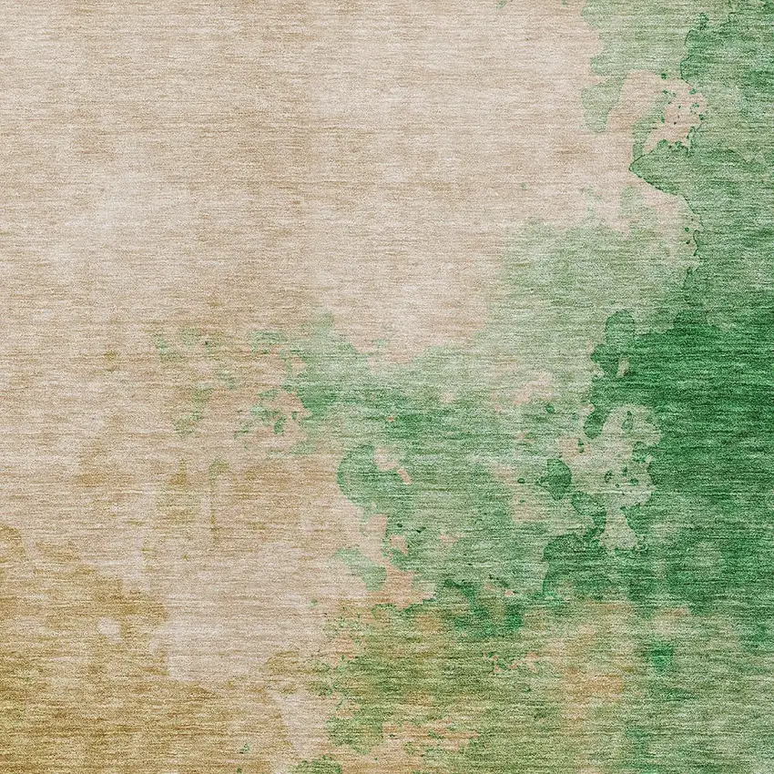 Peach And Green Abstract Washable Indoor Outdoor Area Rug Photo 5