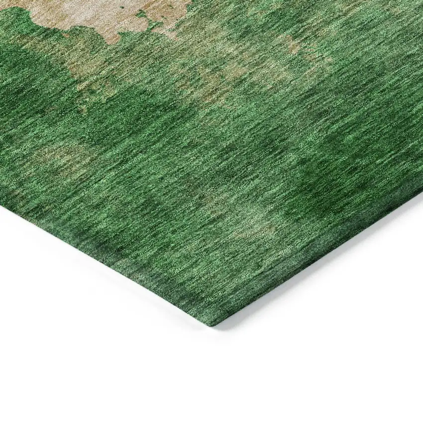 Peach And Green Abstract Washable Indoor Outdoor Area Rug Photo 4