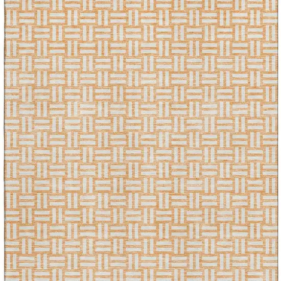 Peach And Ivory Abstract Geometric Washable Area Rug With UV Protection Photo 2