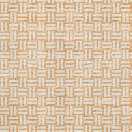 Peach And Ivory Abstract Geometric Washable Area Rug With UV Protection Photo 2