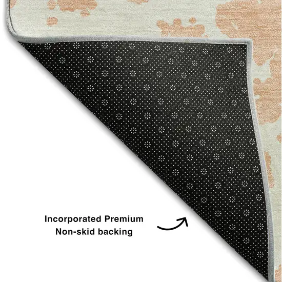 Peach And Ivory Abstract Washable Area Rug With UV Protection Photo 8