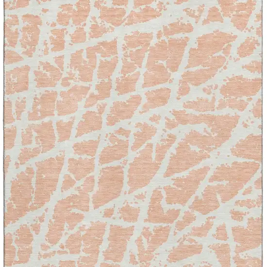Peach And Ivory Abstract Washable Area Rug With UV Protection Photo 3