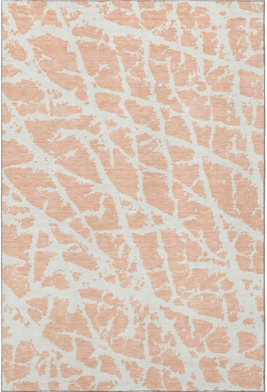 Peach And Ivory Abstract Washable Area Rug With UV Protection Photo 4