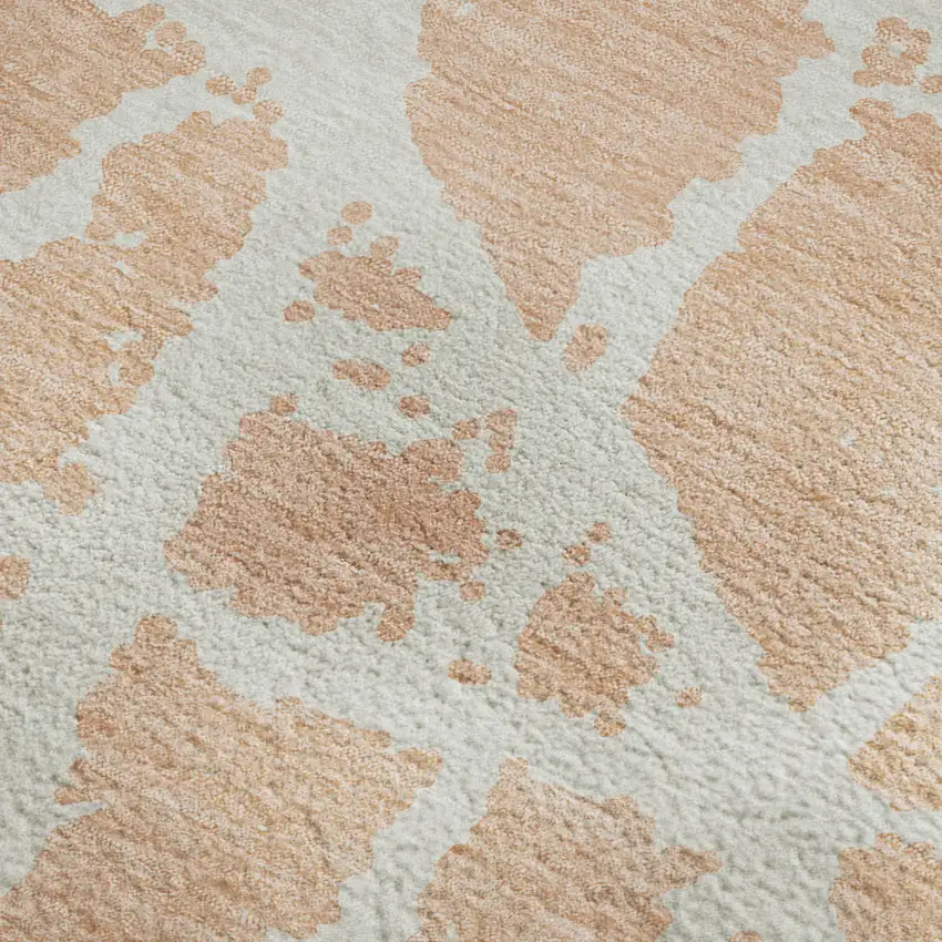 Peach And Ivory Abstract Washable Area Rug With UV Protection Photo 3