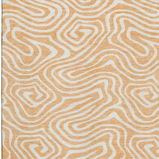 Peach And Ivory Abstract Washable Area Rug With UV Protection Photo 2