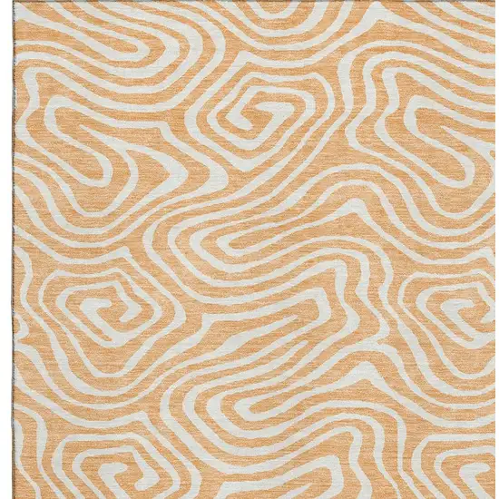 Peach And Ivory Abstract Washable Area Rug With UV Protection Photo 2