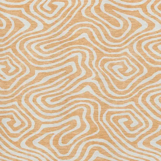 Peach And Ivory Abstract Washable Area Rug With UV Protection Photo 2