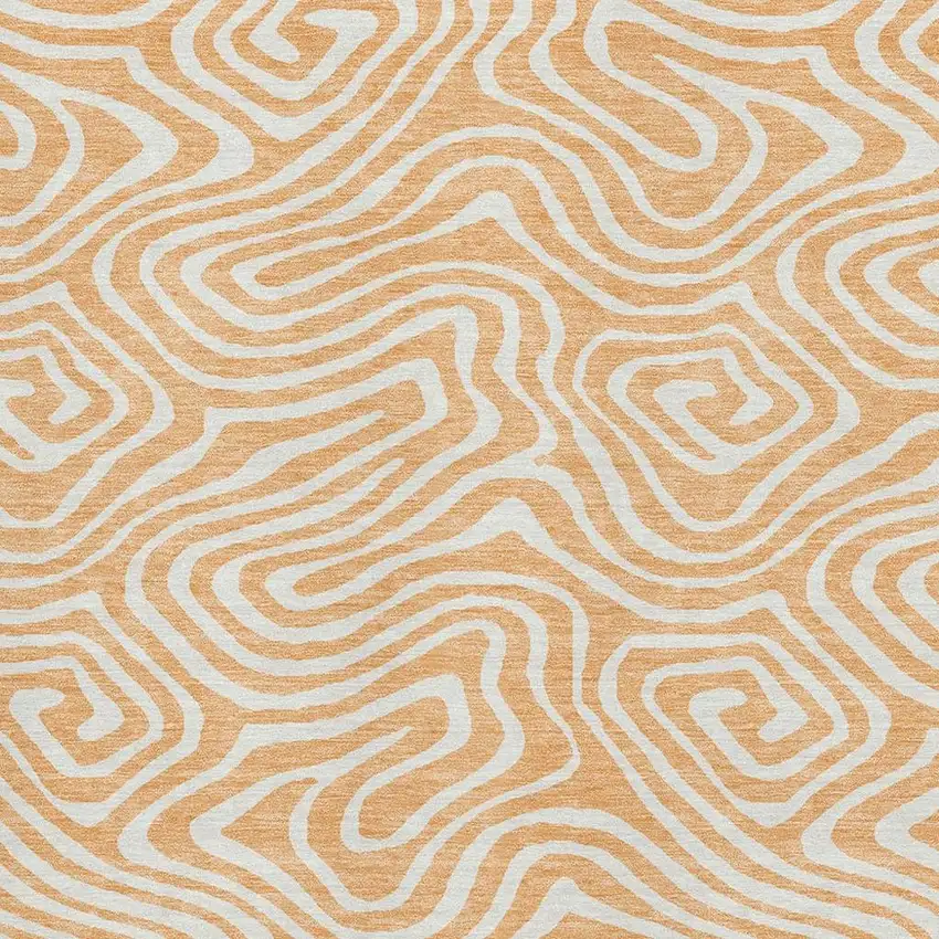 Peach And Ivory Abstract Washable Area Rug With UV Protection Photo 2