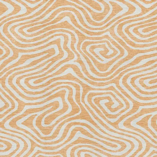 Peach And Ivory Abstract Washable Area Rug With UV Protection Photo 2