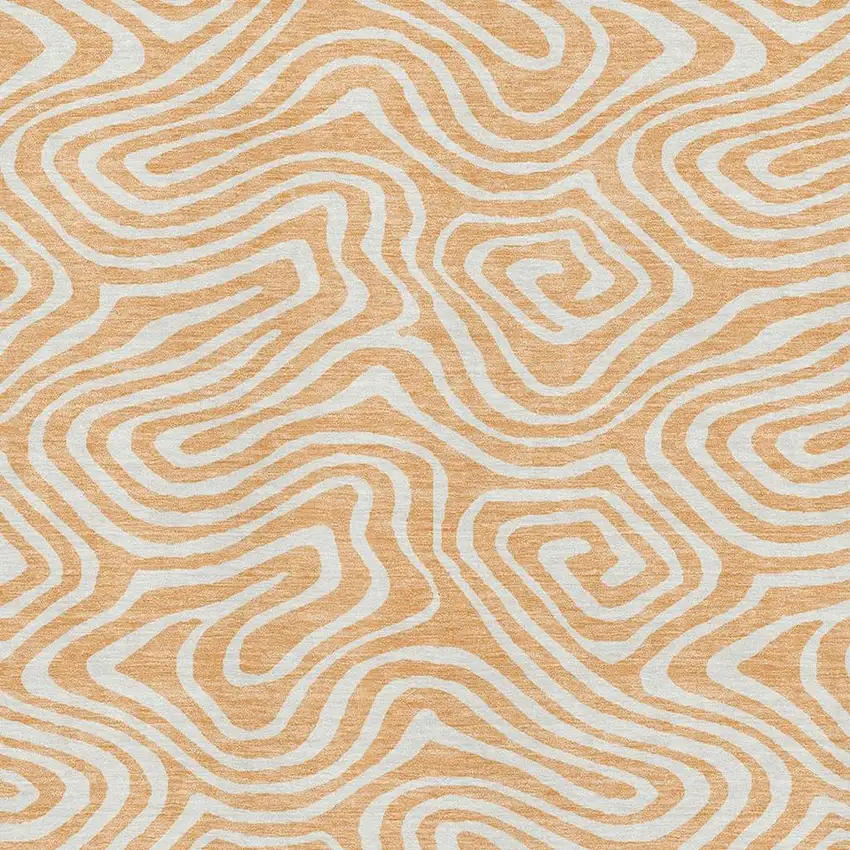 Peach And Ivory Abstract Washable Area Rug With UV Protection Photo 2