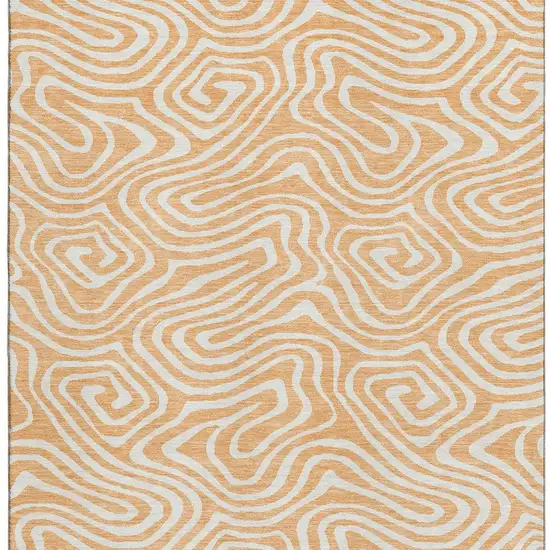 Peach And Ivory Abstract Washable Area Rug With UV Protection Photo 4