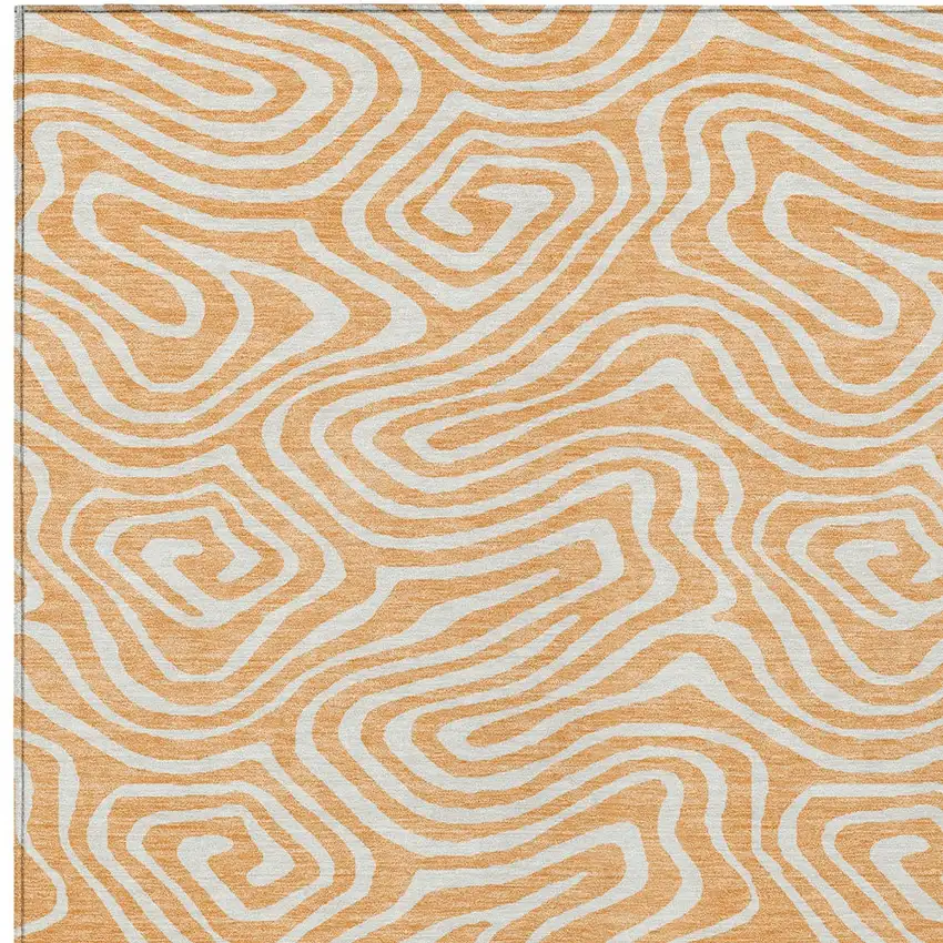 Peach And Ivory Abstract Washable Indoor Outdoor Area Rug Photo 7
