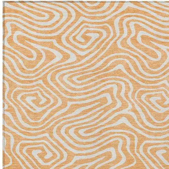 Peach And Ivory Abstract Washable Indoor Outdoor Area Rug Photo 7