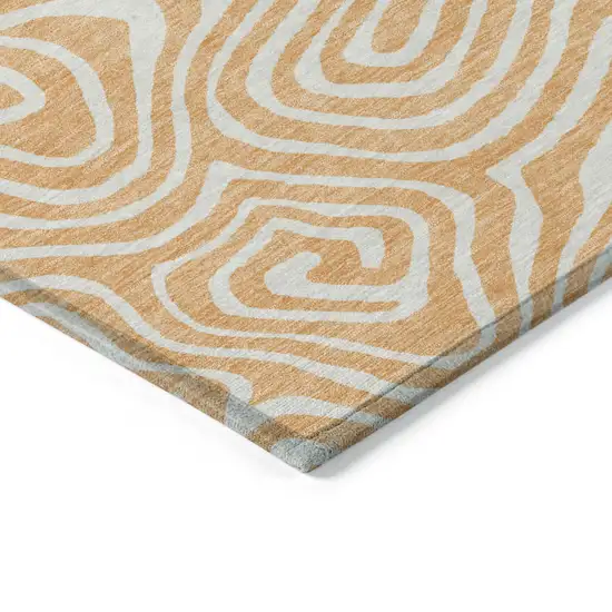 Peach And Ivory Abstract Washable Indoor Outdoor Area Rug Photo 4