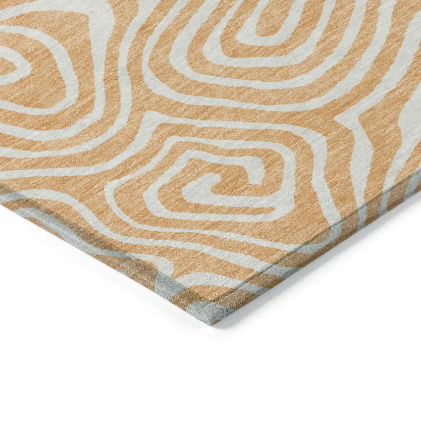 Peach And Ivory Abstract Washable Indoor Outdoor Area Rug Photo 4