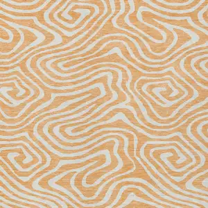 Photo of Peach And Ivory Abstract Washable Indoor Outdoor Area Rug