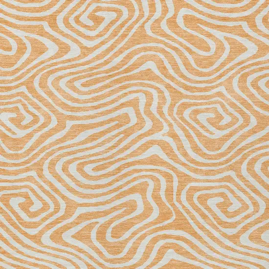 Peach And Ivory Abstract Washable Indoor Outdoor Area Rug Photo 7